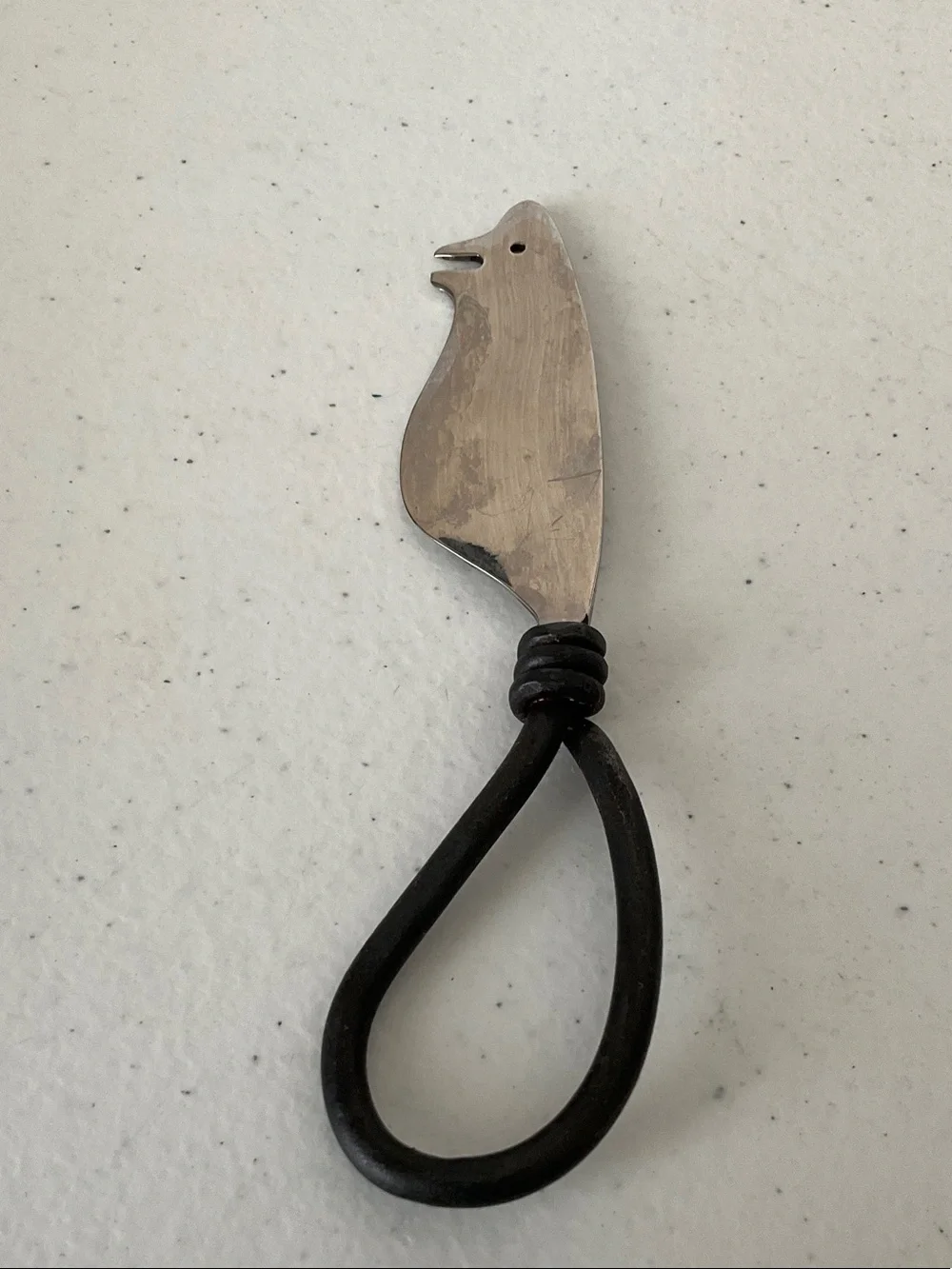 Mouse Cheese Tong Knife and Spreader with Black Loop Handle